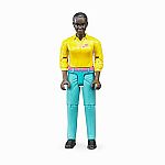 Woman with Dark Skin and Turquoise Jeans  