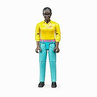 Woman with Dark Skin and Turquoise Jeans  