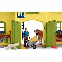 Large Barn with Animals and Accessories - Yellow 