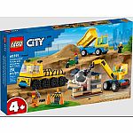 City: Construction Trucks and Wrecking Ball Crane