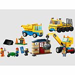 City: Construction Trucks and Wrecking Ball Crane