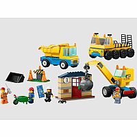 City: Construction Trucks and Wrecking Ball Crane
