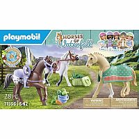 Horses of Waterfall: Three Horses with Saddles