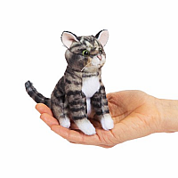 Mini Tabby Cat Finger Puppet.